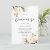 Blush White Winter Forest Quinceanera Party Kaart (Staand voorkant)