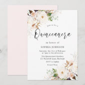 Blush White Winter Forest Quinceanera Party Kaart (Voorkant / Achterkant)