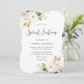 Blush White Winter Forest Sweet 16 Birthday Party Kaart (Staand voorkant)