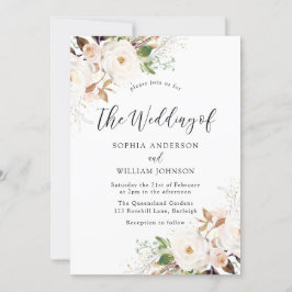 Blush White Winter Forest Wedding Invitation Kaart