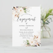 Blush White Wonderland Flowers Engagement Party Kaart (Staand voorkant)