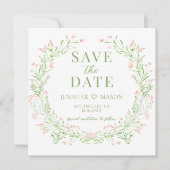 Blush Widflower Bewaar de datum foto uitnodiging (Voorkant)