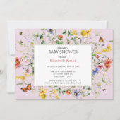 Blush wilde bloemen, bijen en vlinders Baby shower Kaart (Voorkant)