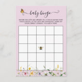 Blush wilde bloemen, bijen en vlinders Bingo spel Informatiekaartje (Voorkant)