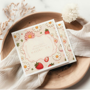 Blush Wildflower Berry Vrijgezellenfeest Servet