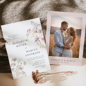 Blush Wildflower Boho Garden Floral Wedding Kaart