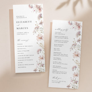 Blush Wildflower Boho Wedding Program Programmakaart