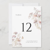 Blush Wildflower Boho Wedding Table Number (Voorkant)