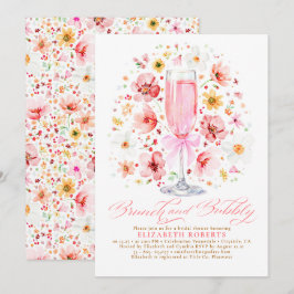 Blush Wildflower Brunch and Bubbly Bridal Shower Kaart