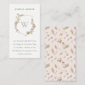 Blush Wildflower Crest Display Douche Baby shower Informatiekaartje (Voorkant / Achterkant)