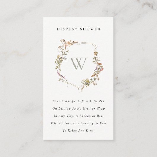 Blush Wildflower Crest Display Douche Baby shower Informatiekaartje (Voorkant)