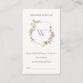 Blush Wildflower Crest Luier Raffle Baby shower Informatiekaartje (Voorkant)