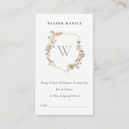 Blush Wildflower Crest Luier Raffle Baby shower Informatiekaartje