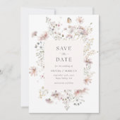 Blush Wildflower Elegant Frame Wedding Save The Date (Voorkant)