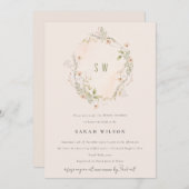Blush Wildflower Flora Wreate Vrijgezellenfeest In Bedankkaart (Voorkant / Achterkant)