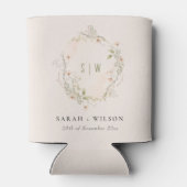 Blush Wildflower Floral Monogram Wreatding Wedding Blikjeskoeler (Achterkant)