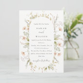 Blush Wildflower Floral Wreath Wedding Invite Bedankkaart (Staand voorkant)