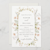 Blush Wildflower Floral Wreath Wedding Invite Bedankkaart (Voorkant / Achterkant)