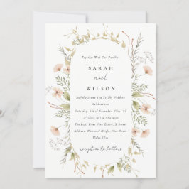 Blush Wildflower Floral Wreath Wedding Invite Bedankkaart