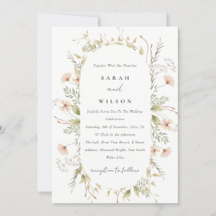 Blush Wildflower Floral Wreath Wedding Invite Bedankkaart