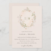 Blush Wildflower Floral Wreath Wedding Invite Bedankkaart (Voorkant / Achterkant)