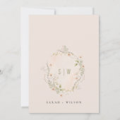 Blush Wildflower Floral Wreath Wedding Invite Bedankkaart (Achterkant)