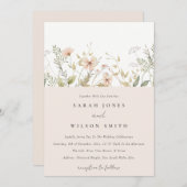 Blush Wildflower Floral Wreath Wedding Invite Bedankkaart (Voorkant / Achterkant)