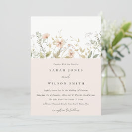 Blush Wildflower Floral Wreath Wedding Invite Bedankkaart