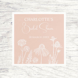 Blush Wildflower geschetst Bloemen Vrijgezellenfee Servet