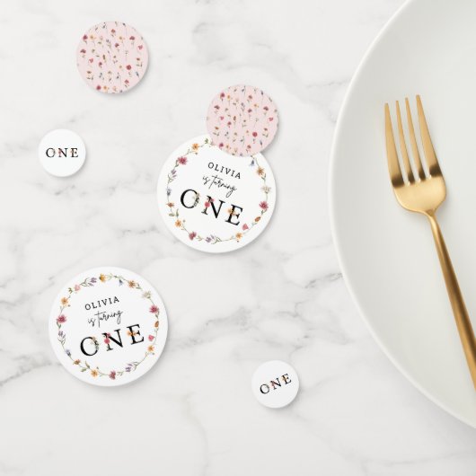 Blush Wildflower Meisje 1e Verjaardagsfeest Confetti (Groep)