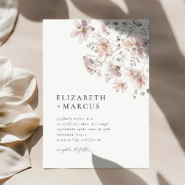 Blush Wildflower Minimal Boho Wedding Invitation Kaart