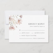 Blush Wildflower Minimal Boho Wedding RSVP Card (Voorkant)