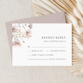 Blush Wildflower Minimal Boho Wedding RSVP Card Kaartje