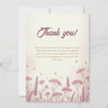 Blush Wildflower Rustiek Baby shower Bedankt Card