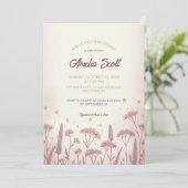 Blush Wildflower Rustiek Baby shower Uitnodiging (Staand voorkant)