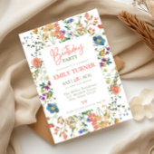 Blush Wildflower verjaardagsuitnodiging Kaart