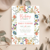 Blush Wildflower verjaardagsuitnodiging Kaart