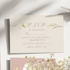 Blush Wildflower Wedding RSVP Kaart