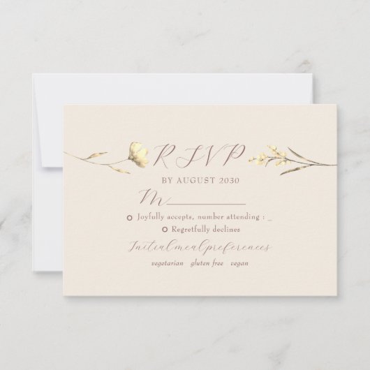 Blush Wildflower Wedding RSVP Kaart (Voorkant)