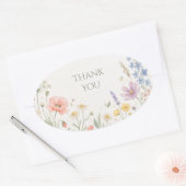 Blush Wildflower Weide Bedankt Ovale Sticker (Envelop)