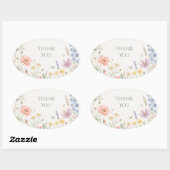 Blush Wildflower Weide Bedankt Ovale Sticker (Vel)