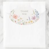 Blush Wildflower Weide Bedankt Ovale Sticker (Tas)