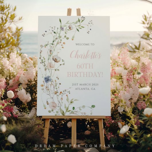 Blush Wildflowers 60e verjaardag Welkom Perfect Poster