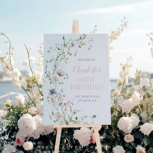 Blush Wildflowers 60e verjaardag Welkom Perfect Poster