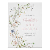 Blush Wildflowers 60e verjaardag Welkom Perfect Poster (Voorkant)
