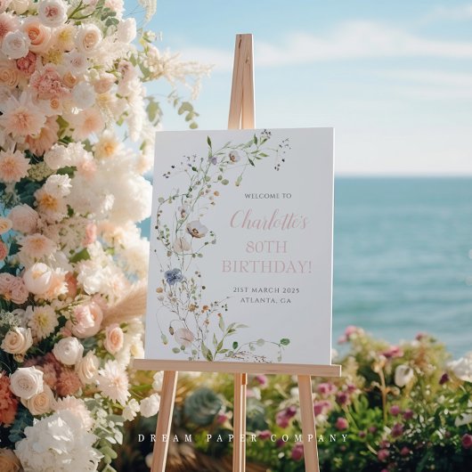 Blush Wildflowers 80e verjaardag Welkom Perfect Poster