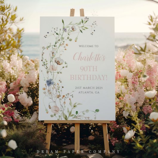 Blush Wildflowers 90e verjaardag Welkom Perfect Poster