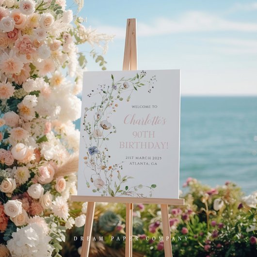 Blush Wildflowers 90e verjaardag Welkom Perfect Poster