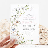 Blush Wildflowers Baby shower Kaart
