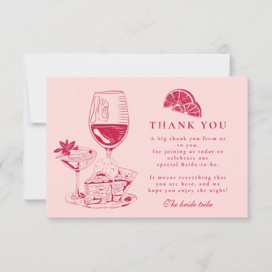 Blush Wine Citrus Bridal Shower Bedankkaart (Voorkant)